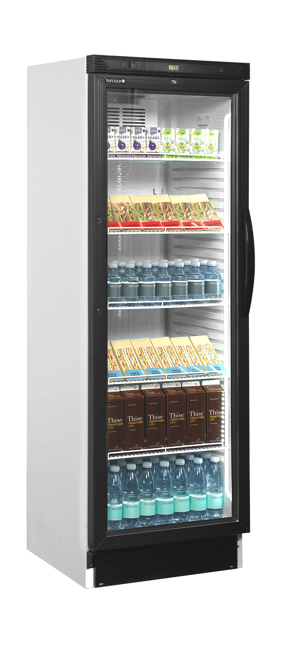 Getränkekühlschrank – 1 Glastür, Linksanschlag – 219 L – 595×600×1840 mm – Weiß – +2 bis +12 °C - Anwendungsbeispiel