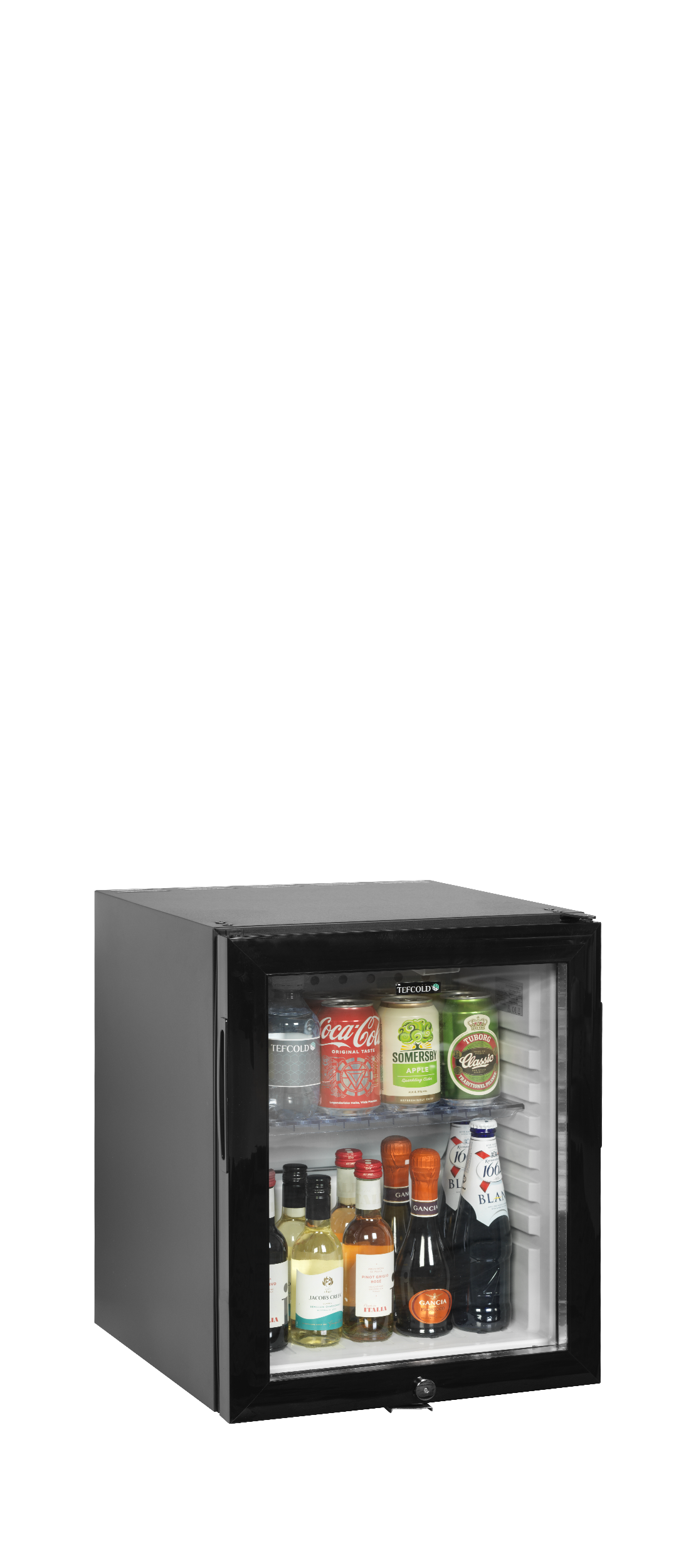 Minibar-Kühlschrank – 1 Glastür – 24 L – 402×425×505 mm – Schwarz - Produktansicht