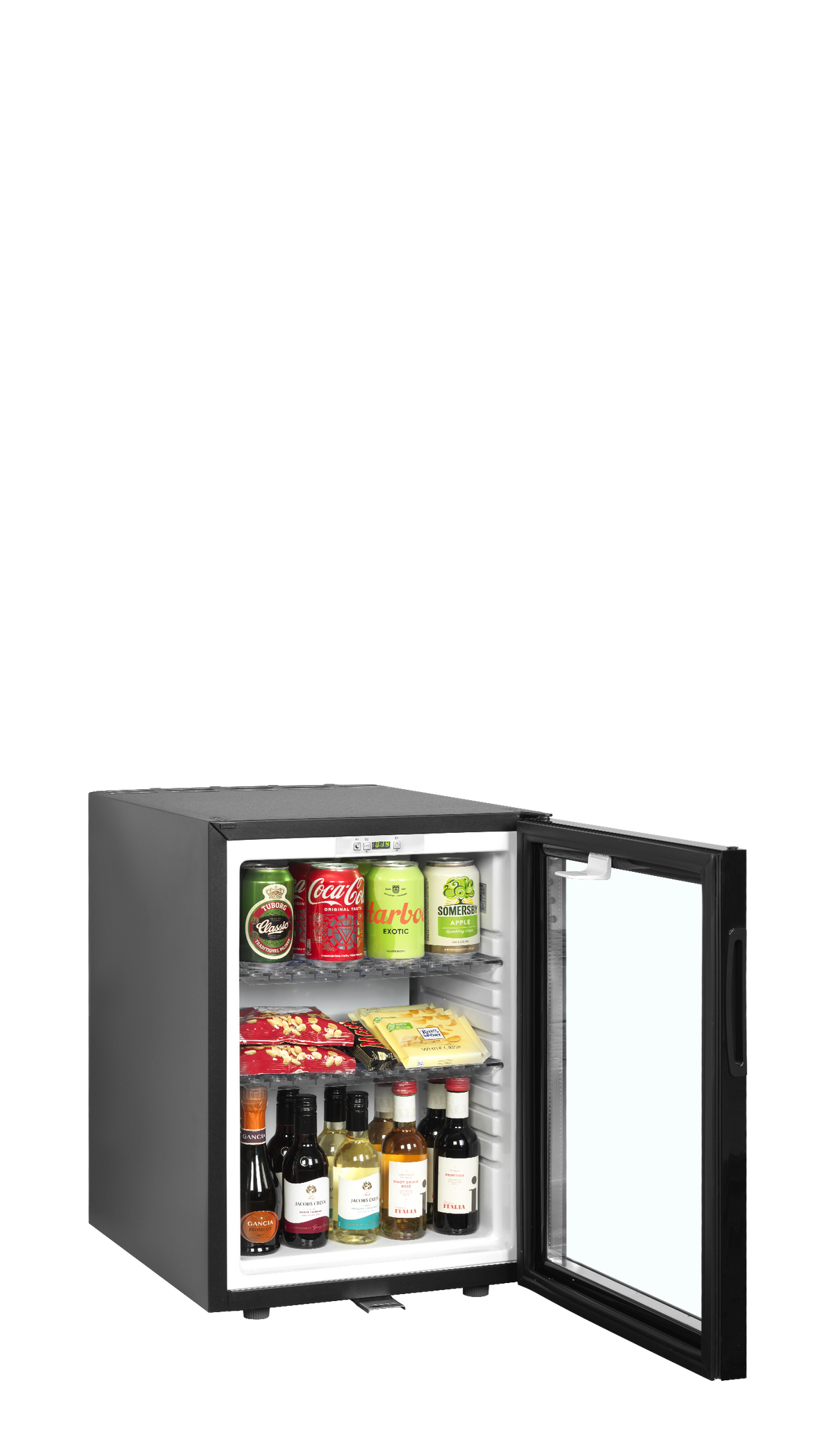 Minibar-Kühlschrank – 1 Glastür – 34 L – 402×485×565 mm – Schwarz - Weitere Ansicht