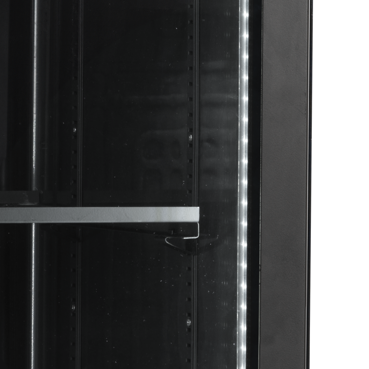 Verkaufskühlschrank – 1 Glastür – 263 L – 595×595×1990 mm – Schwarz – 5 Blech schwarz - Detail