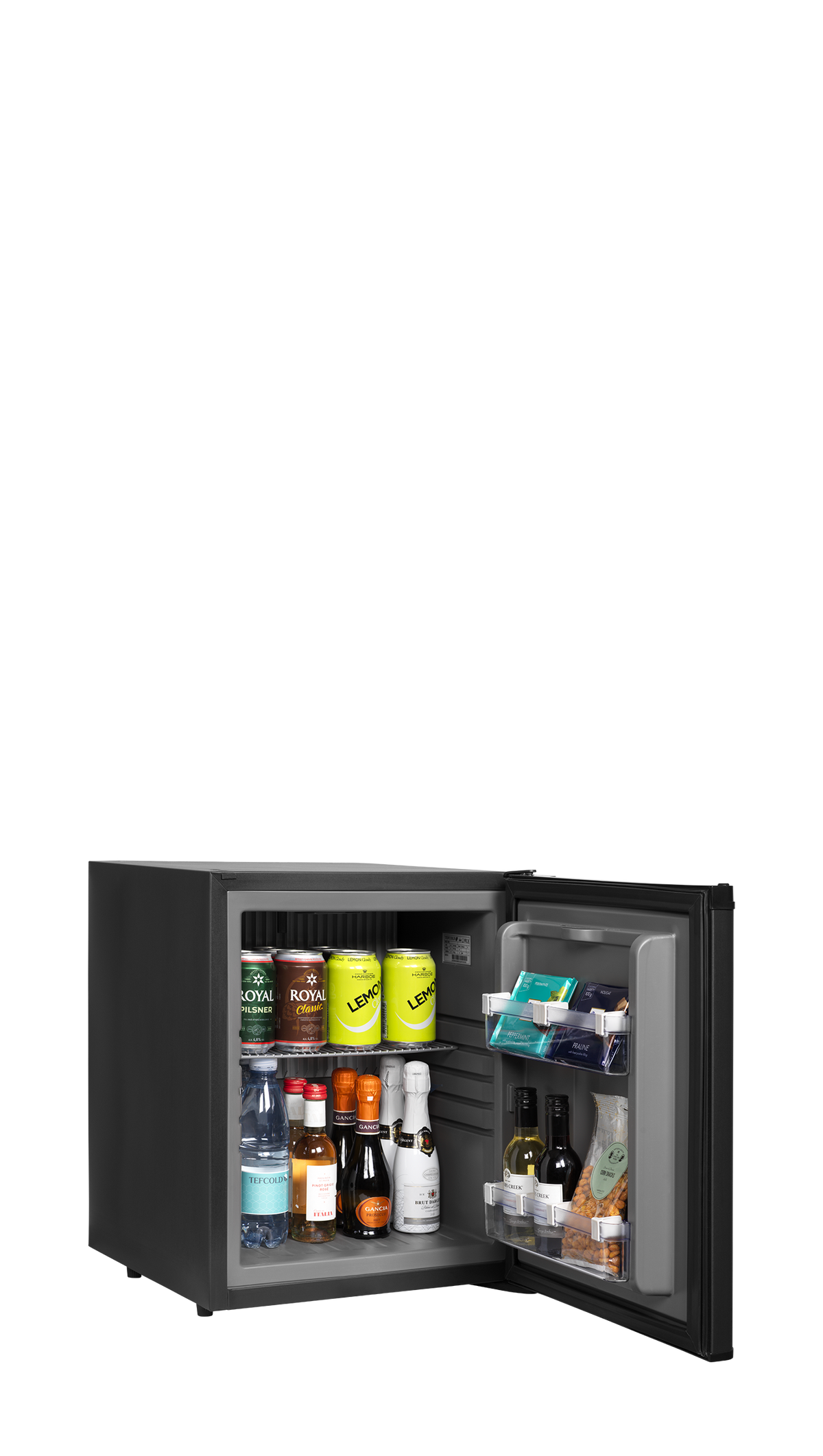 Minibar-Kühlschrank – 1 Tür – 26 L – 402×439×500 mm – Schwarz - Anwendungsbeispiel