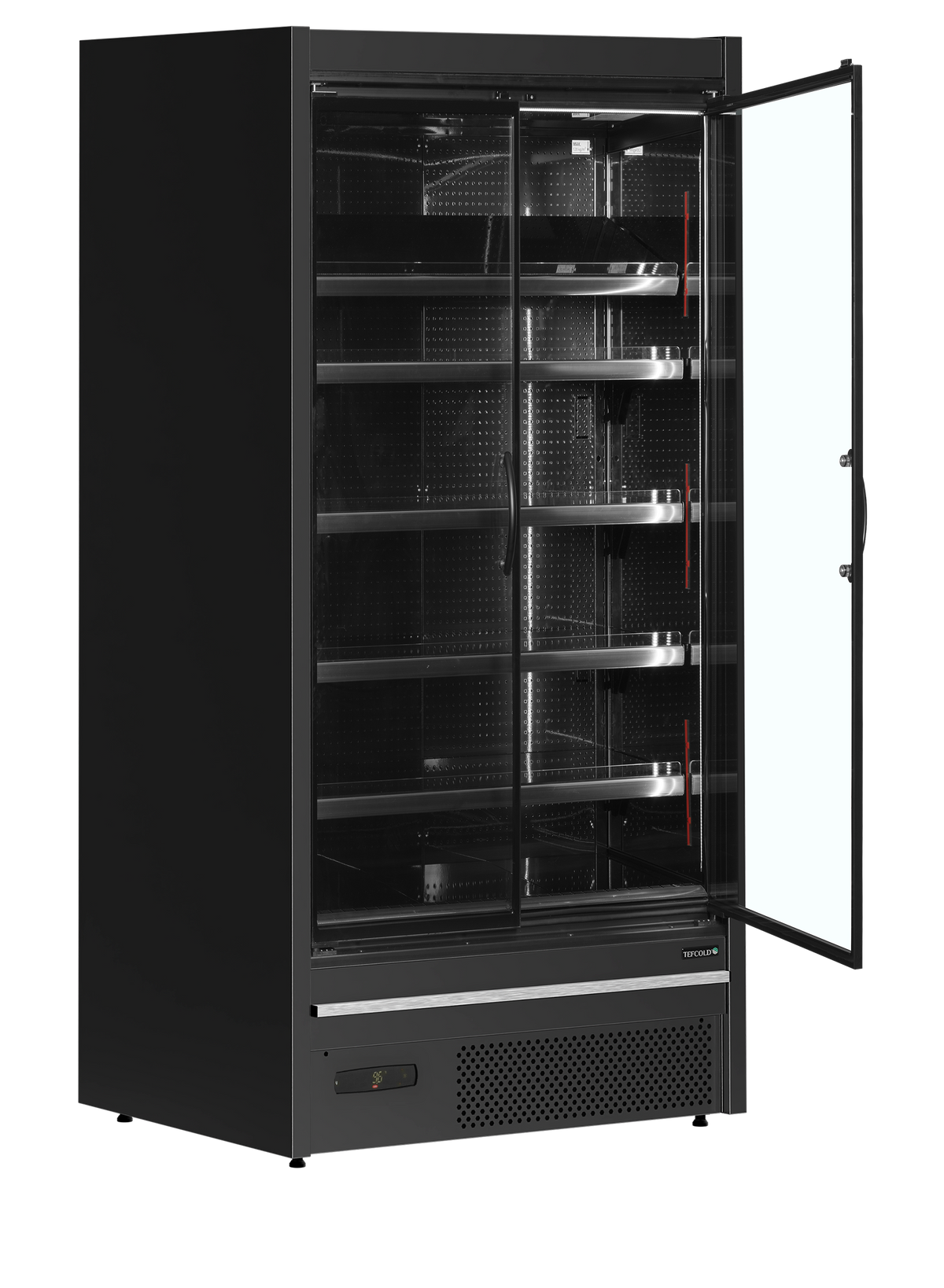 Wandkühlregal – 2 Glastüren – 555 L – 1017×805×2095 mm – Schwarz RAL9005 - Innenansicht