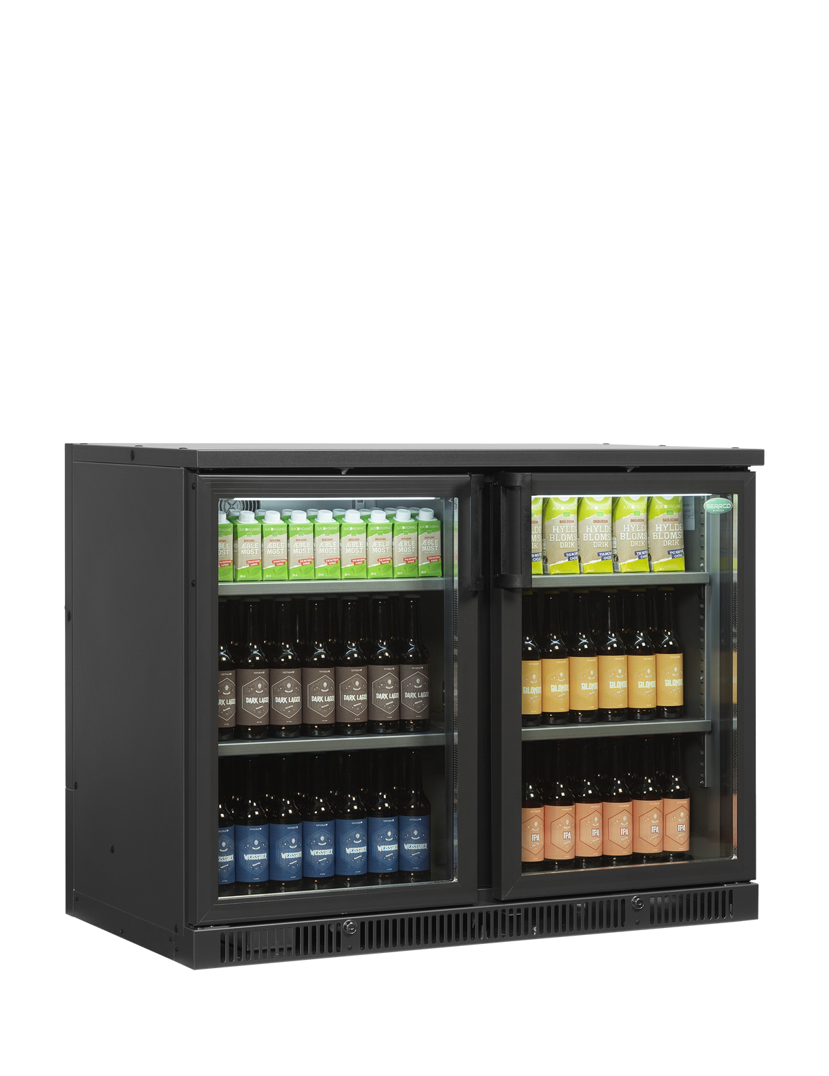 Barkühlschrank – 2 Glastüren – 260 L – 1110×620×840 mm – Anthrazit RAL 7021 - Anwendungsbeispiel