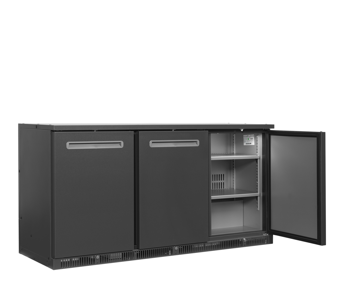 Barkühlschrank – 3 Türen – 401 L – 1670×600×840 mm – Anthrazit RAL 7021 - Innenansicht