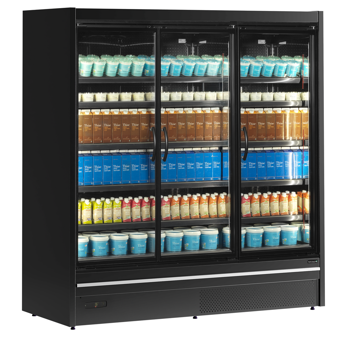 Wandkühlregal – 3 Glastüren – 1110 L – 1955×805×2095 mm – Schwarz RAL9005 - Anwendungsbeispiel