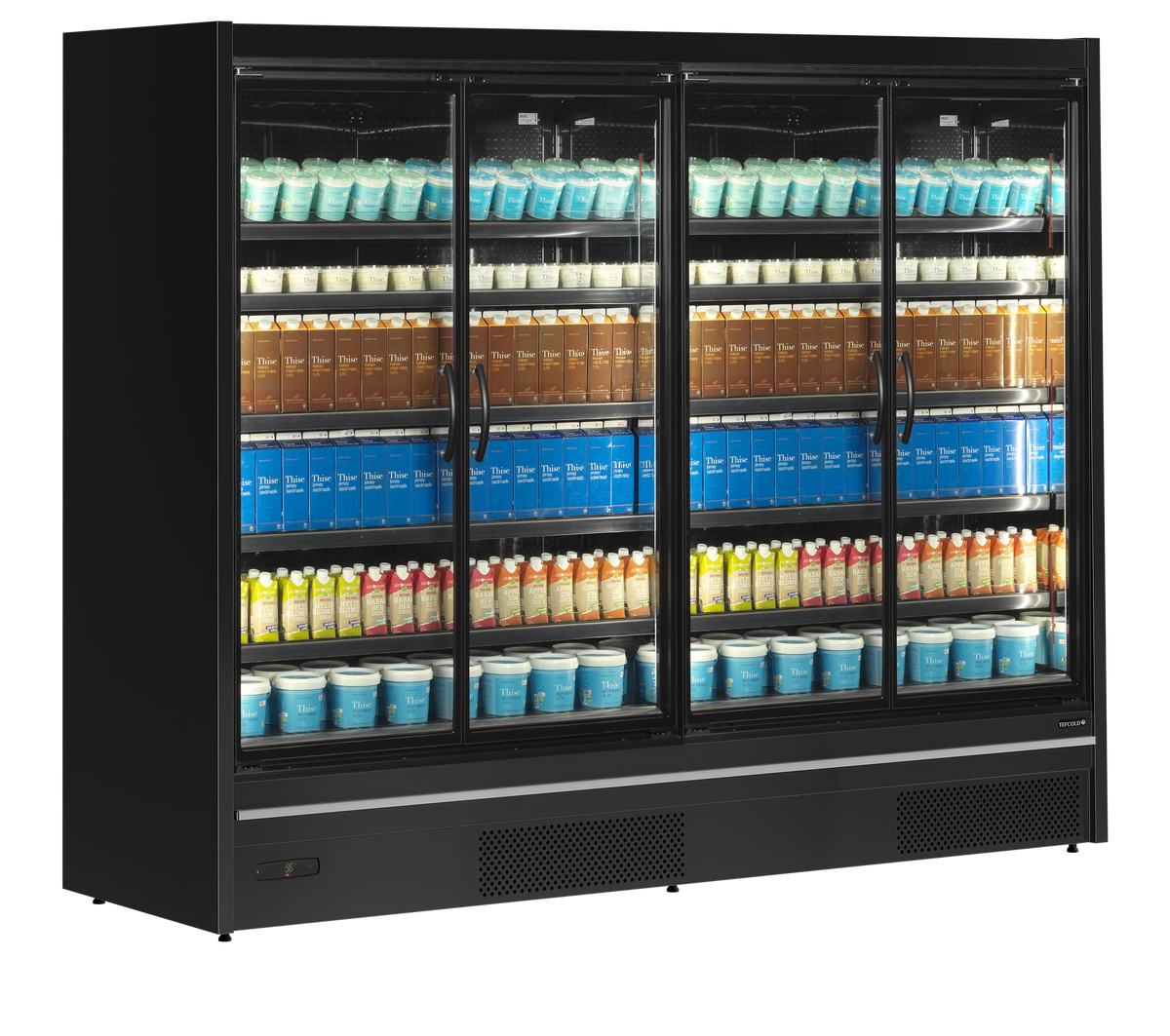Wandkühlregal – 4 Glastüren – 2190 L – 2580×1005×2100 mm – Schwarz RAL9005 - Anwendungsbeispiel