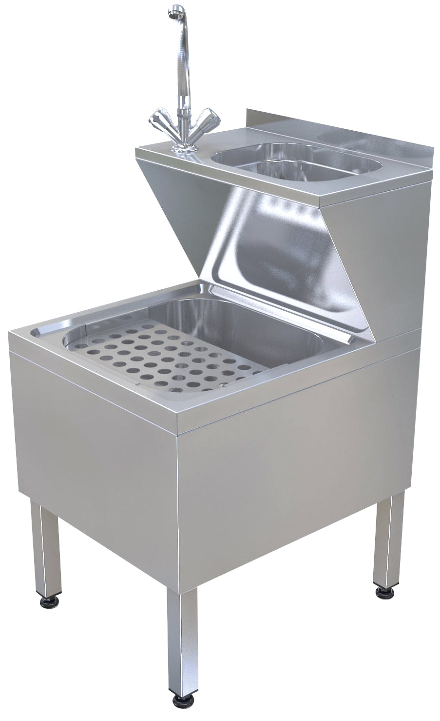 Évier de préparation – corps en acier inox – 500×700×900 mm