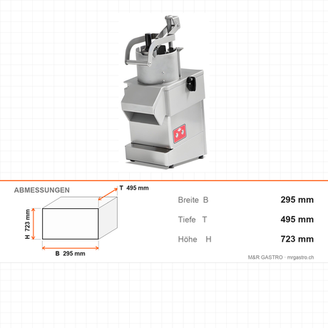Gemüseschneider – 400 kg/h – Abmessungen