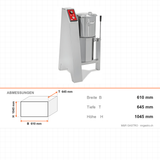 Cutter, vertikal, 20 L, 1,5/2,5 kW, Sicherheitssensor, abnehmbares Messer, 610×645×1045 mm – Abmessungen