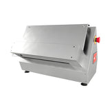 Pizza-Teigausrollmaschine, Einzelwalze, 30 cm, verstellbarer Durchmesser und Dicke, Edelstahlgehäuse, Not-Aus, 0,18 kW, 442×396×366 mm – Produktbild