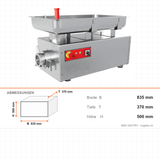 Fleischwolf Edelstahl, 500 kg/h, 2,2 kW, 400V, 835×370×500 mm – Abmessungen