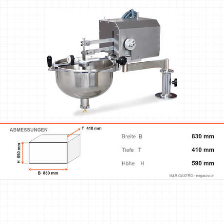 Donutmaschine, 7 kg Teigkapazität, 220 V, 830×410×590 mm – Abmessungen
