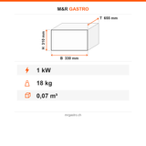 Vakuumiergerät, 1 kW, Siegelbereich 270×250 mm, Edelstahl, 330×655×310 mm – Technische Daten