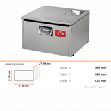 Besteckpoliermaschine, 3000 Stück/Stunde, 5 L Tank, 0,18 kW, Edelstahl, 560×590×431 mm – Abmessungen