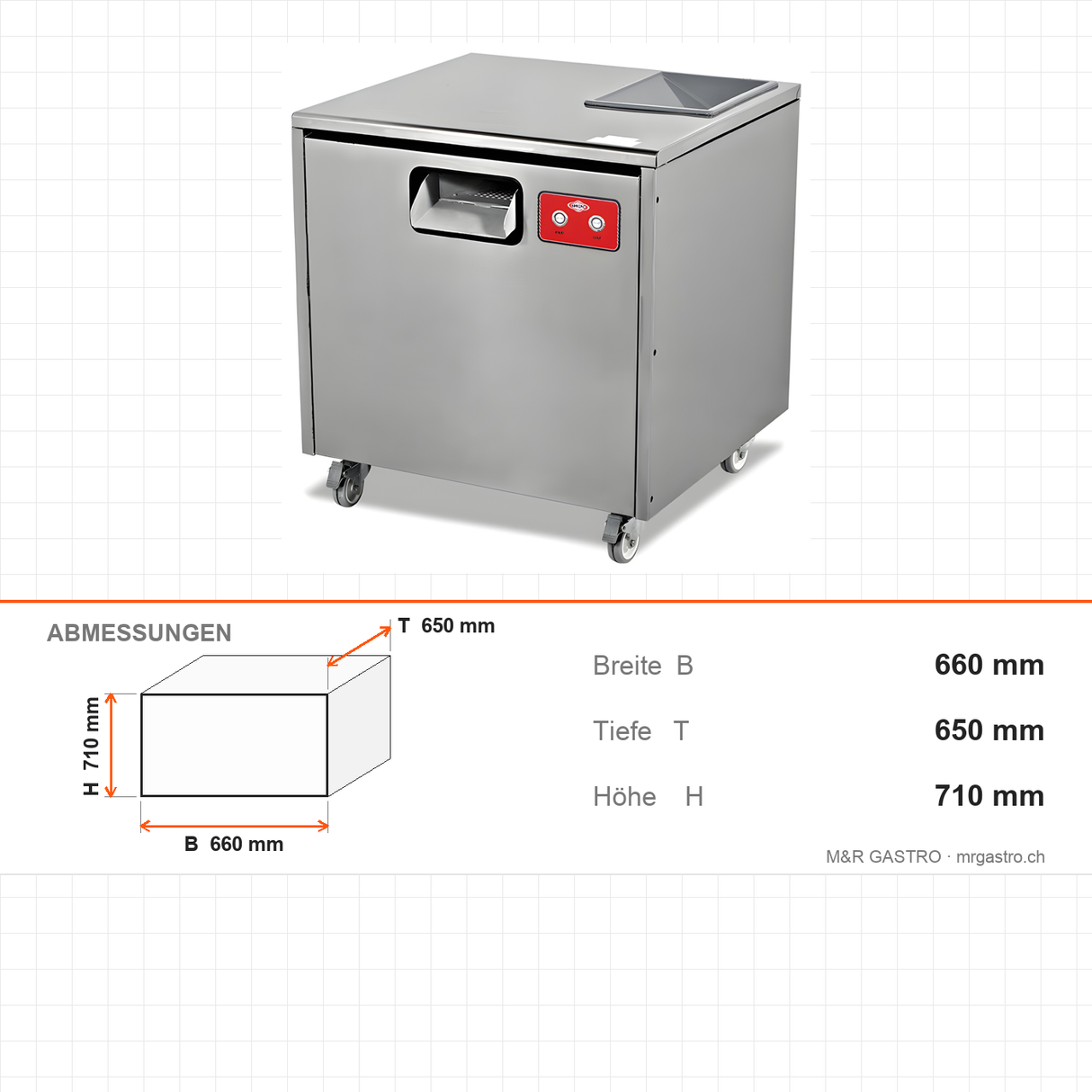 Besteckpoliermaschine, 7000 Stück/Stunde, 5 kg Tank, 0,18 kW, Edelstahl, 660×650×710 mm – Abmessungen