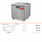 Besteckpoliermaschine, 7000 Stück/Stunde, 5 kg Tank, 0,18 kW, Edelstahl, 660×650×710 mm – Abmessungen