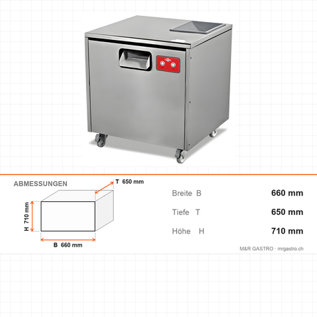 Besteckpoliermaschine, 7000 Stück/Stunde, 5 kg Tank, 0,18 kW, Edelstahl, 660×650×710 mm – Abmessungen