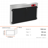 Messersterilisator, 20 Messer, UV-Sterilisation, Timer 0-120 min, 0,2 kW, Edelstahl, 1024×160×621 mm – Abmessungen