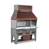 Wandgrill Holzkohle, 2 höhenverstellbare Kohlereservoirs, elektrostatisch lackiert, Monoblock-Haube, 2150×750×2150 mm – Produktbild
