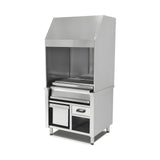 Wandgrill Holzkohle, Edelstahl, 120 cm Grillfläche, Monoblock-Haube, Ascheschublade, 1365×850×2150 mm – Produktbild