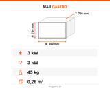 Kartoffelbackofen Elektro, 2 Schubladen, 3 kW, Digitalthermostat, 500×700×750 mm – Technische Daten