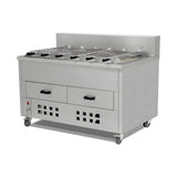 Horizontaler Hähnchengrill, 8 Spieße, Edelstahl, Ascheschublade, fahrbar, Schamottauskleidung, leises Stahlgetriebe, 1800×930×1100 mm – Produktbild
