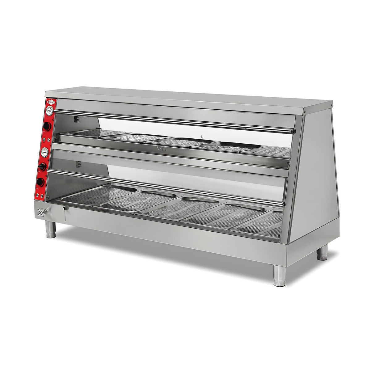 Warmhaltevitrine, 4 kW, 4x GN 1/1 unten 4x GN 2/3 oben, 1500 mm, Thermostat – Produktbild