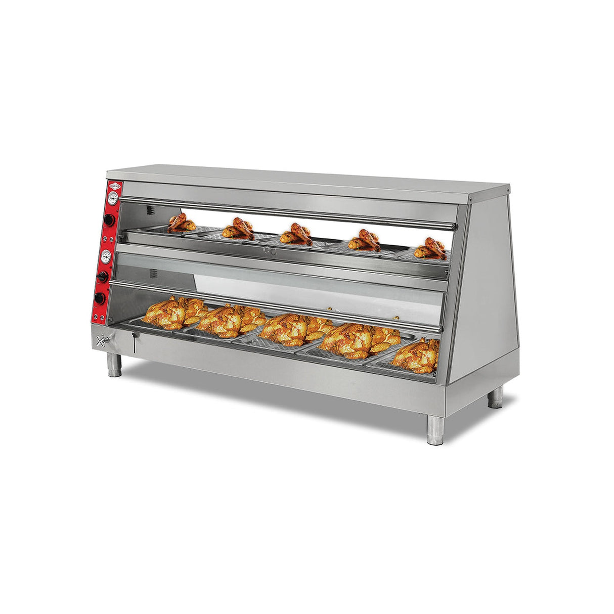 Vetrina riscaldata elettrica – 1500×691×932 mm – in basso 4× GN 1/1 + in alto 4× GN 2/3
