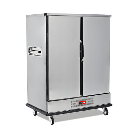 Bankettwagen gekühlt, 2x GN 2/1, Digitalthermostat 0/+5 °C, Edelstahl, 1350×888×1835 mm – Produktbild