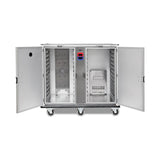 Chariot de banquet chaud/froid, 12x GN 2/1 chaud + 12x GN 2/1 froid, thermostat numérique 65/75 °C et +4/+10 °C, 2.05 kW, aluminium, 1526×1036×1400 mm, série Plus