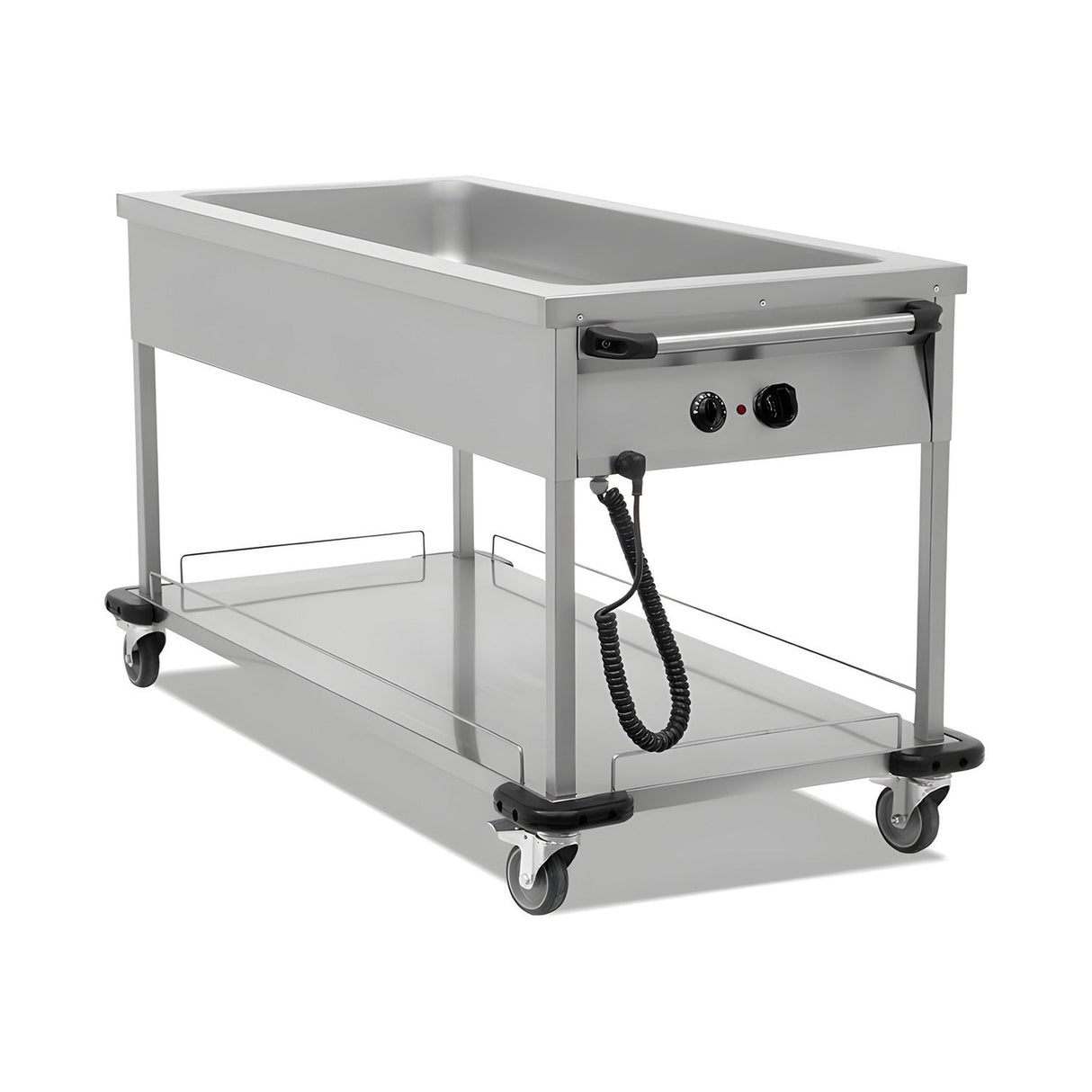 Bain-Marie fahrbar, 4x GN 1/1, 3,5 kW, Thermostat, Edelstahl, 1505×705×850 mm – Produktbild