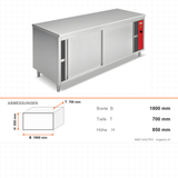 Heißhalteschrank, 2 kW, Edelstahl, 1800×700×850 mm – Abmessungen