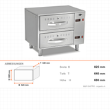 Wärmeschublade, 2 Schubladen, 4 kW, GN 1/1, 825×640×680 mm – Abmessungen