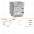 Wärmeschublade, 3 Schubladen, 6 kW, GN 1/1, 825×640×960 mm – Abmessungen