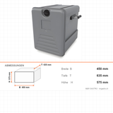 Thermobox, isolierte Transportbox, 83 Liter, 450×635×575 mm, für warmen und kalten Transport – Abmessungen