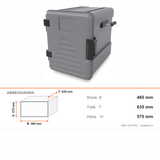 Thermobox, isolierte Transportbox, 83 Liter, 465×635×575 mm, für warmen und kalten Transport – Abmessungen