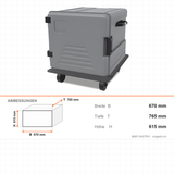 Thermobox, isolierte Transportbox, 180 Liter, für GN 2/1, 670×765×615 mm, für warmen und kalten Transport – Abmessungen