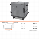 Thermobox mit Heizung, beheizte Transportbox, 180 Liter, für GN 2/1, 670×785×615 mm – Abmessungen