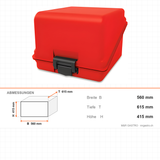 Thermobox für Pizza, isolierte Transportbox, 70 Liter, 560×615×415 mm, für warmen Transport – Abmessungen
