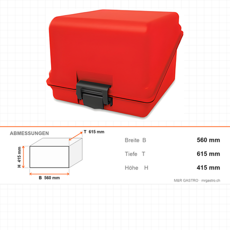 Thermobox für Pizza, isolierte Transportbox, 70 Liter, 560×615×415 mm, für warmen Transport – Abmessungen