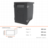 Transportbox aus EPP, leichte Isolierbox, 92 Liter, 440×645×630 mm, für warmen und kalten Transport – Abmessungen