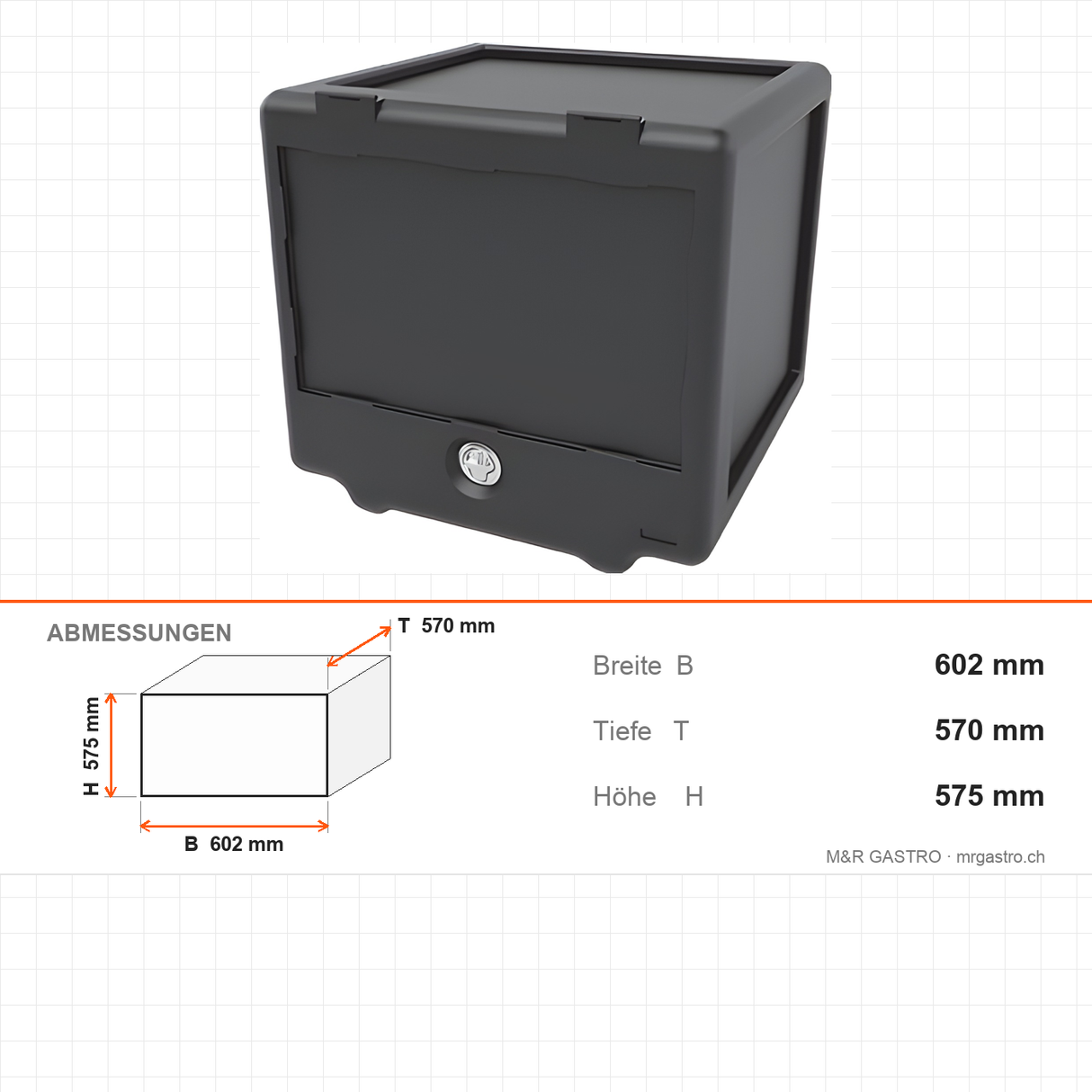 Transportbox aus EPP, isolierte Transportbox, 100 Liter, 602×570×575 mm, für warmen und kalten Transport – Abmessungen