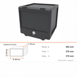 Transportbox aus EPP, isolierte Transportbox, 100 Liter, 602×570×575 mm, für warmen und kalten Transport – Abmessungen