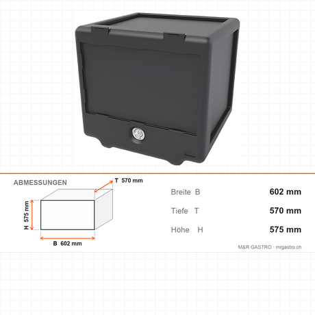 Transportbox aus EPP, isolierte Transportbox, 100 Liter, 602×570×575 mm, für warmen und kalten Transport – Abmessungen