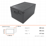 Thermobox aus EPP, isolierte Tragetasche, 46 Liter, für GN 1/1, 400×600×317 mm, für warmen Transport – Abmessungen