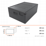 Transportbox aus EPP, leichte Isolierbox, 53 Liter, 490×690×269 mm, für warmen und kalten Transport – Abmessungen