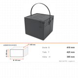 Thermobox für Pizza aus EPP, Transportbox für 8 Pizzen Ø 35 cm, 43 Liter, 410×425×395 mm – Abmessungen
