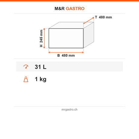 Thermobox für Pizza aus EPP, Transportbox für 4 Pizzen Ø 40 cm, 31 Liter, 480×480×245 mm – Technische Daten