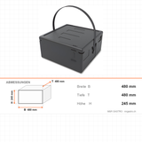 Thermobox für Pizza aus EPP, Transportbox für 4 Pizzen Ø 40 cm, 31 Liter, 480×480×245 mm – Abmessungen
