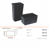 Besteckbehälter Kunststoff, tragbar, 330×230×175 mm – Abmessungen